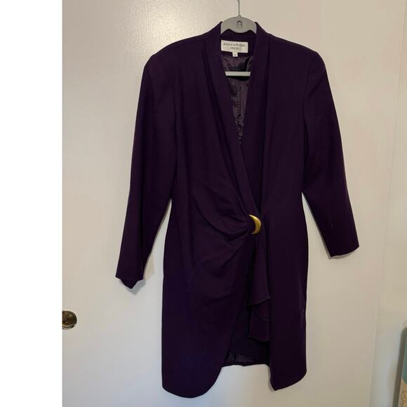 Jones New York Wool Purple Wrap Dress Size 12 Midi - Picture 1 of 9